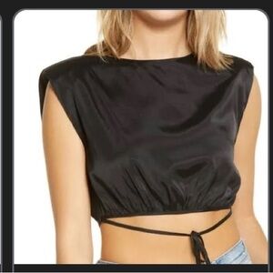 Wayf Black Satin Blouse